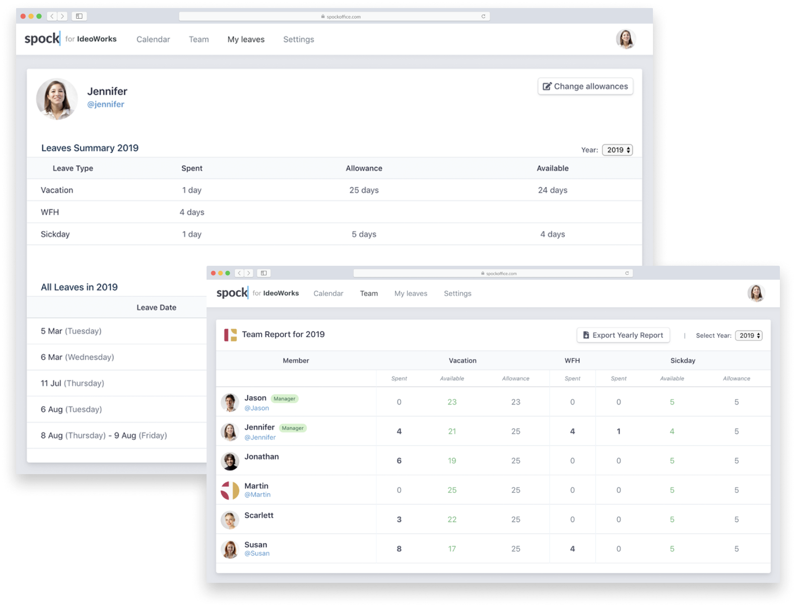 Slack Attendance Report